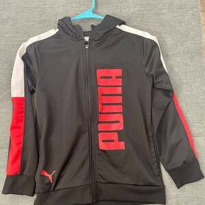 Puma Youth Boys Vertical Logo Full Zip Track Hoodie Size M (10-12)